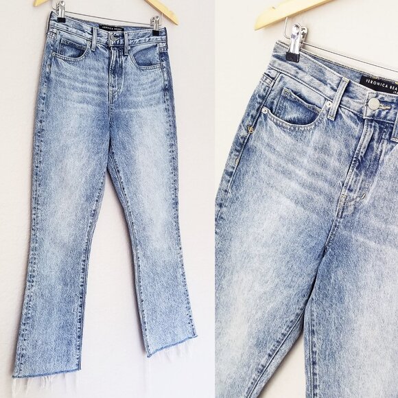 Veronica Beard Carly Kick-Flare Jean 25 Raw Hem High Rise Blue Pebble Stone $248 - Picture 16 of 16